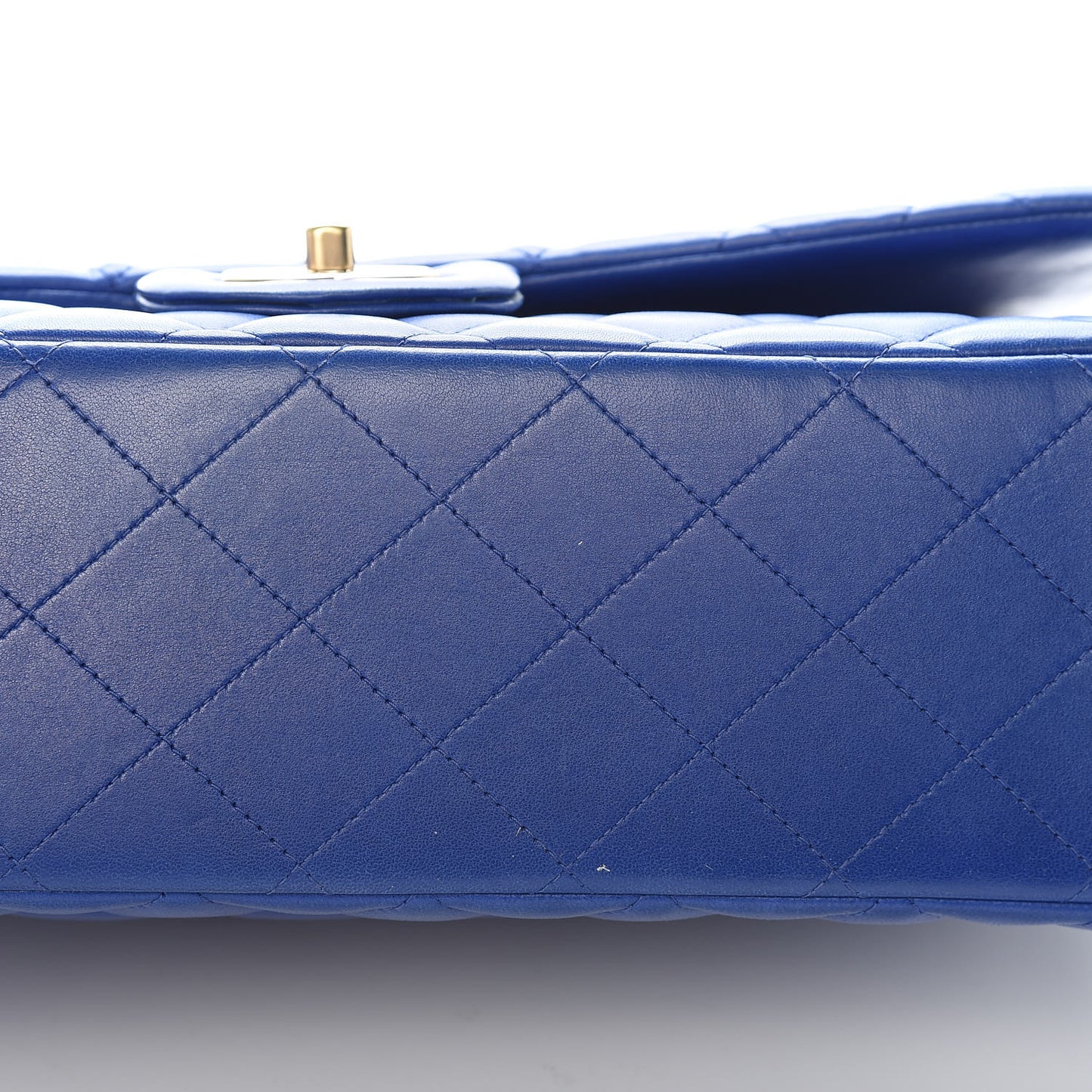 Lambskin Quilted Maxi Double Flap Blue