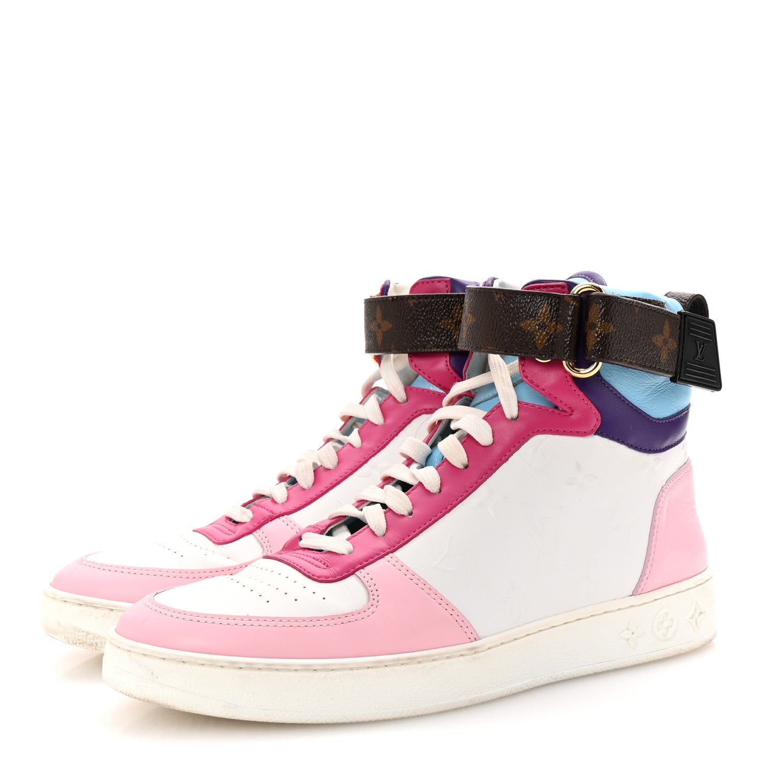 Louis Vuitton Calfskin Monogram Boombox Sneaker Boots 38.5 White