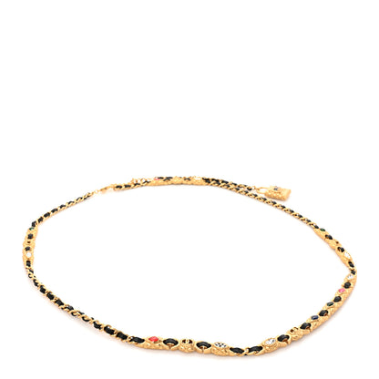 Chanel Lambskin Crystal Chain CC Fancy Belt 85 34 Black Gold Multicolor 1 of 4