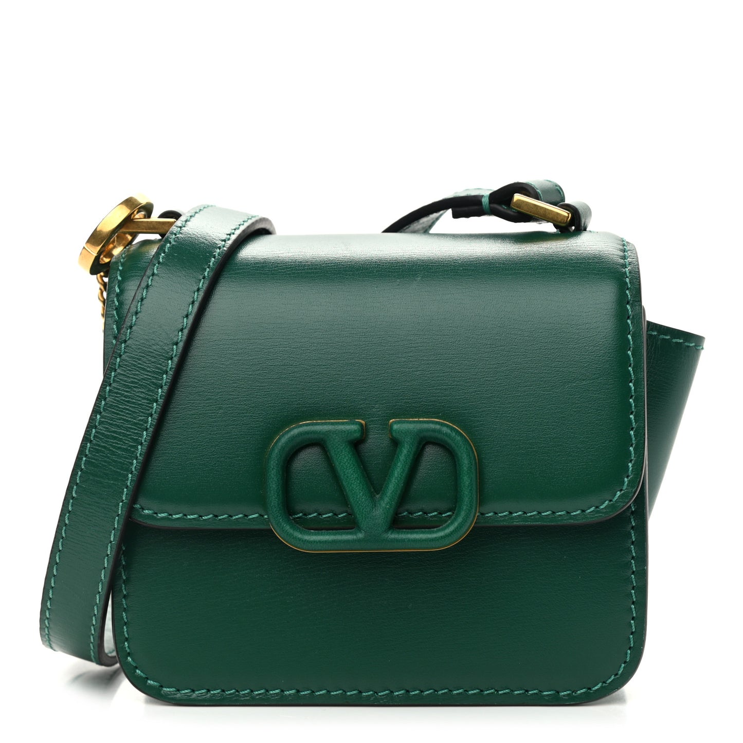 Smooth Calfskin Micro VSling Shoulder Bag Green