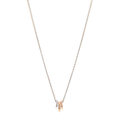 Cartier 18K White Pink Gold Diamond Three Ring LOVE Necklace 1 of 5