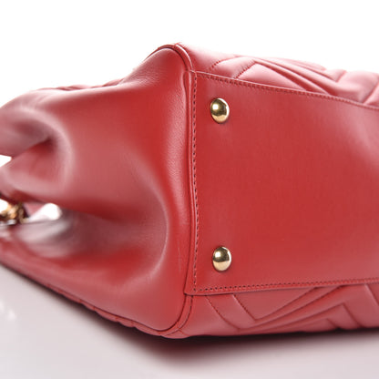Gucci Calfskin Matelasse Medium GG Marmont Tote Hibiscus Red 8 of 9