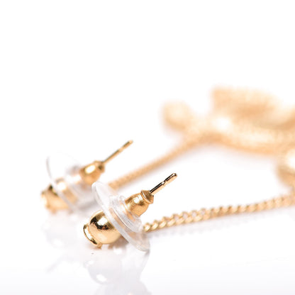 Chanel CC Drop Earrings Matte Gold 3 of 5