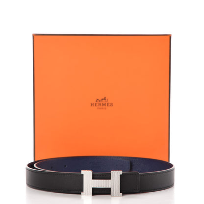 Hermes Swift Epsom 24mm Guilloche H Belt 80 Noir Bleu Encre 7 of 7