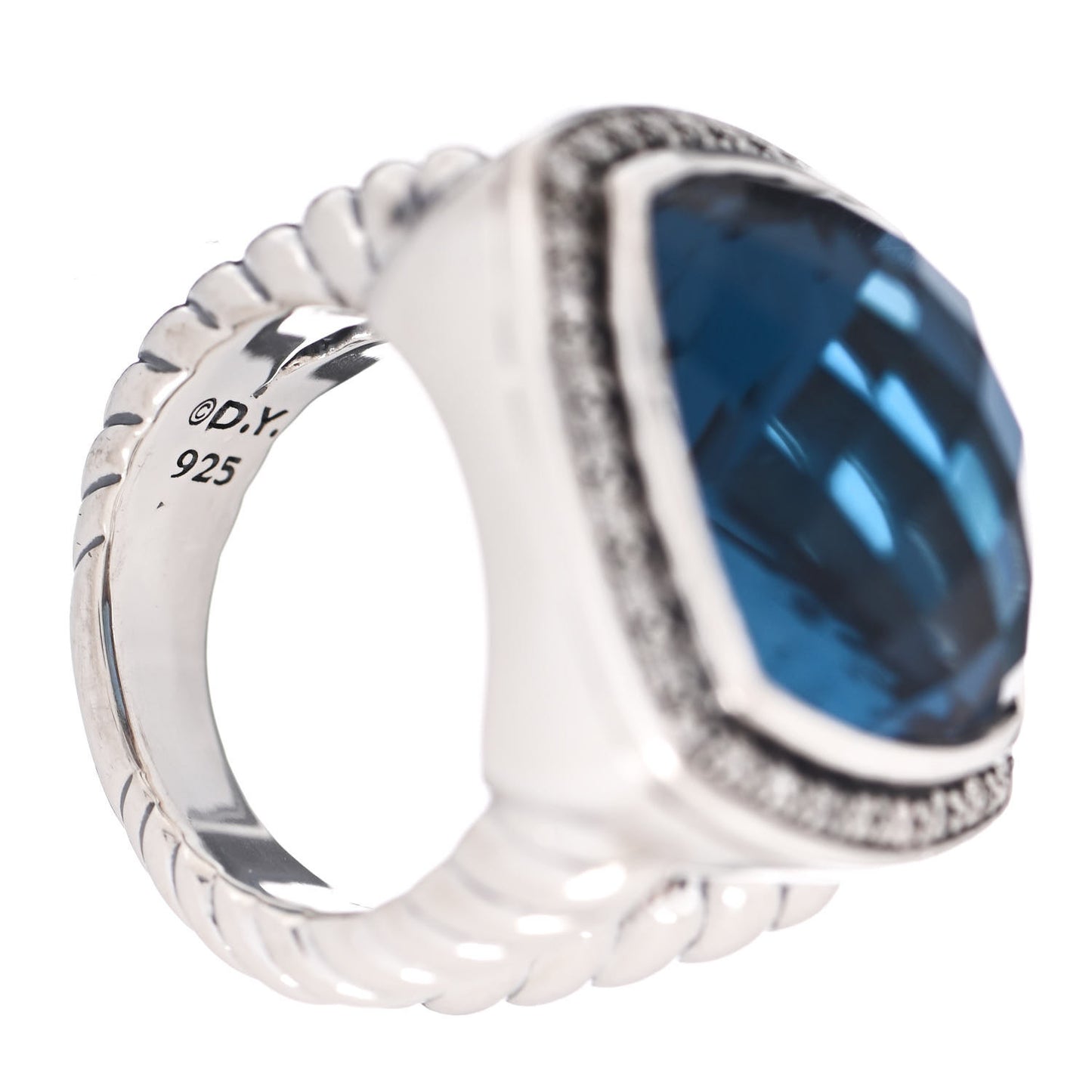Sterling Silver Diamond Hampton Blue Topaz 17mm Albion Ring 51 5.75