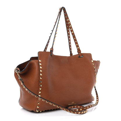Valentino Garavani Pebbled Calfskin Medium Rockstud Tote Light Cuir 3 of 14