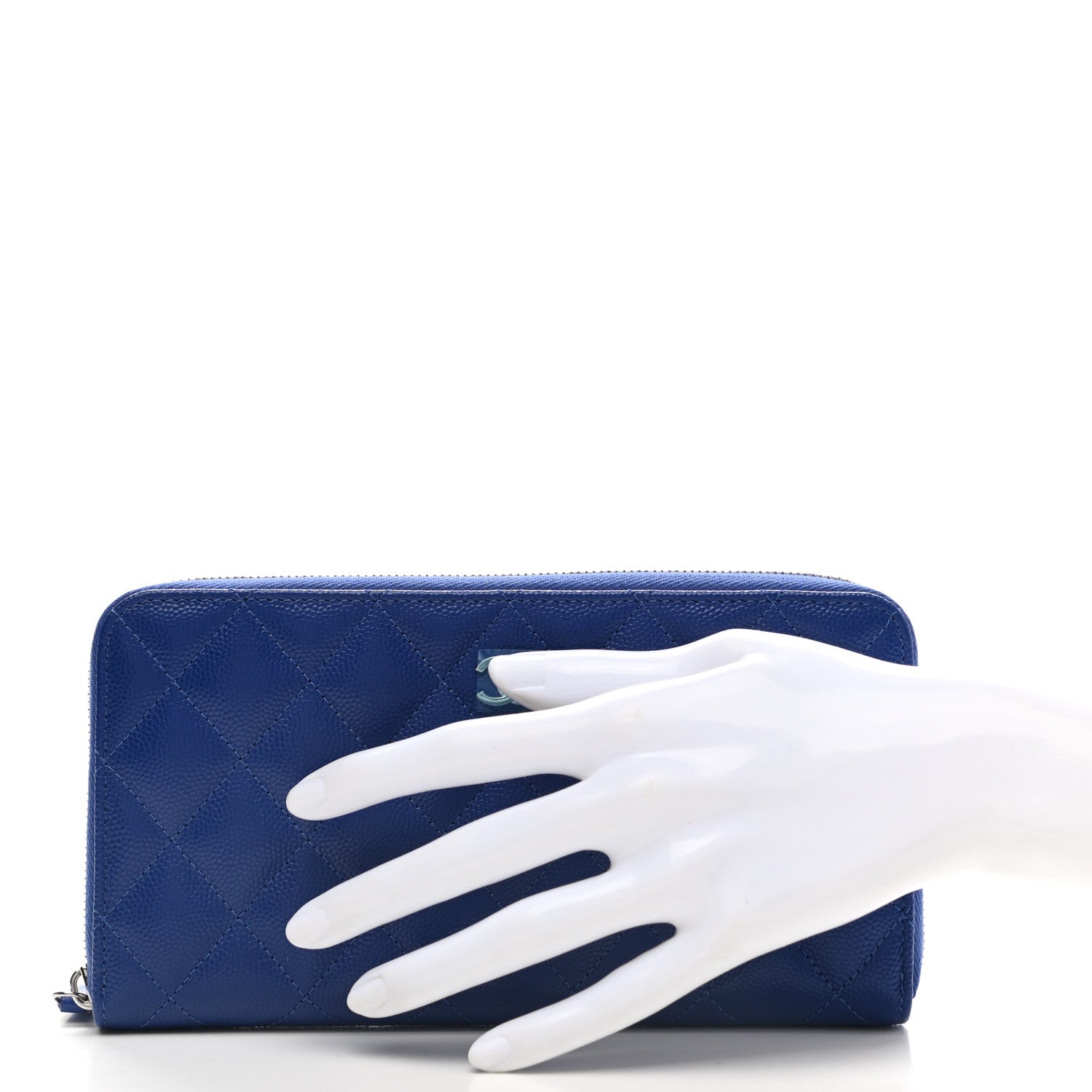 Chanel Caviar Quilted Large Gusset Zip Around Wallet Blue 2 of 9