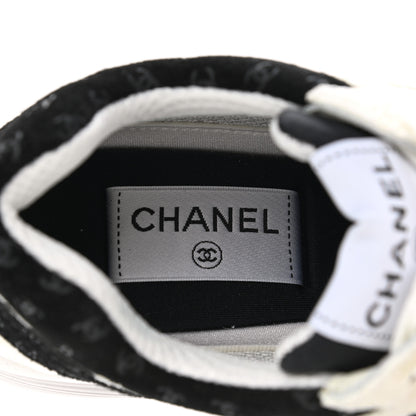 Chanel Suede Calfskin Printed CC Sneakers 36.5 Black White 6 of 8
