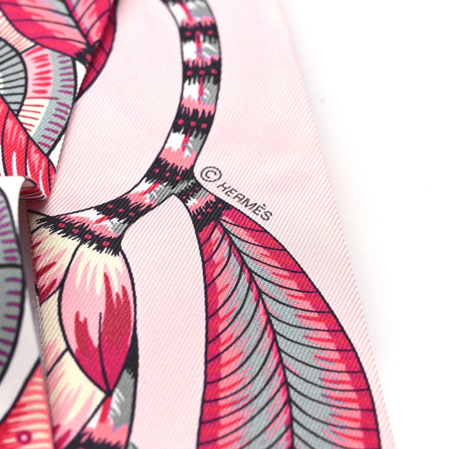 Hermes Silk The Savana Dance Twilly Rose Nacre Vert Framboise 3 of 4