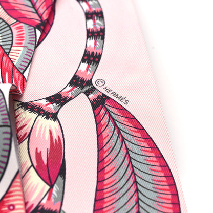 Hermes Silk The Savana Dance Twilly Rose Nacre Vert Framboise 3 of 4