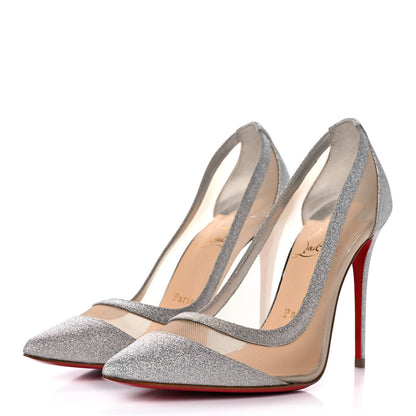 Christian Louboutin Glitter Mini Rete Galativi 100 Pumps 36.5 Silver 3 of 10