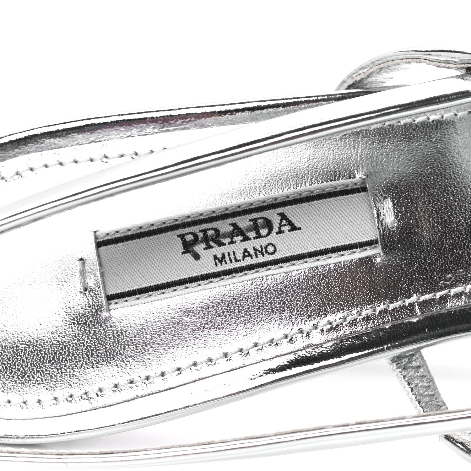 Prada Metallic Calfskin Pointed Toe 55mm Slingback Pumps 38 Argento 7 of 7