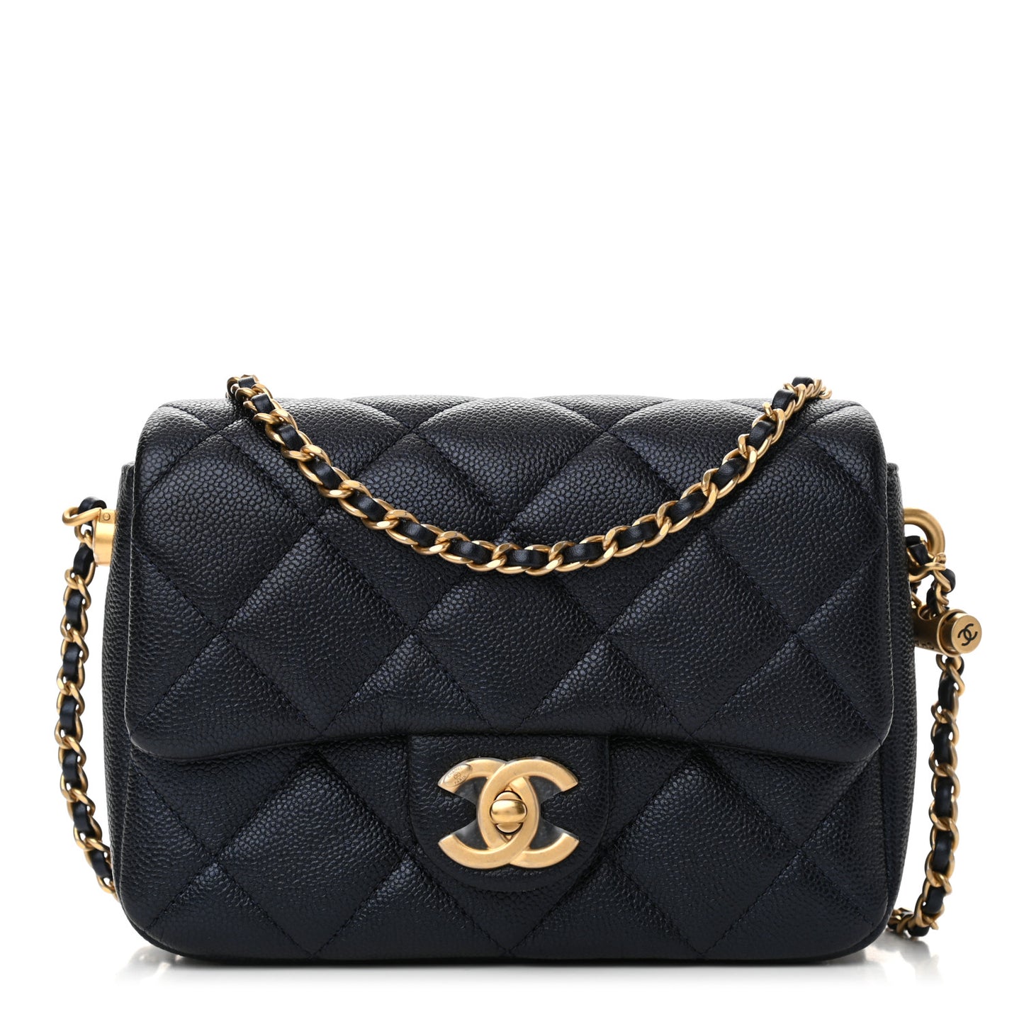 Iridescent Caviar Quilted Mini My Perfect Flap Black