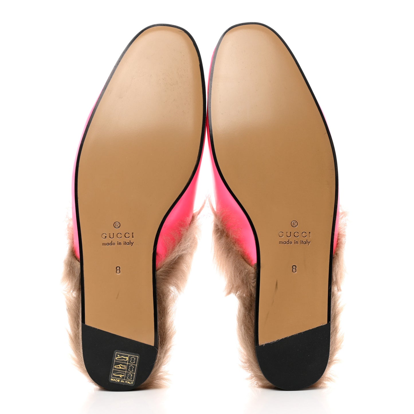 Calfskin Fur Mens Princetown Slippers 8 Fuxia Fluo Natural
