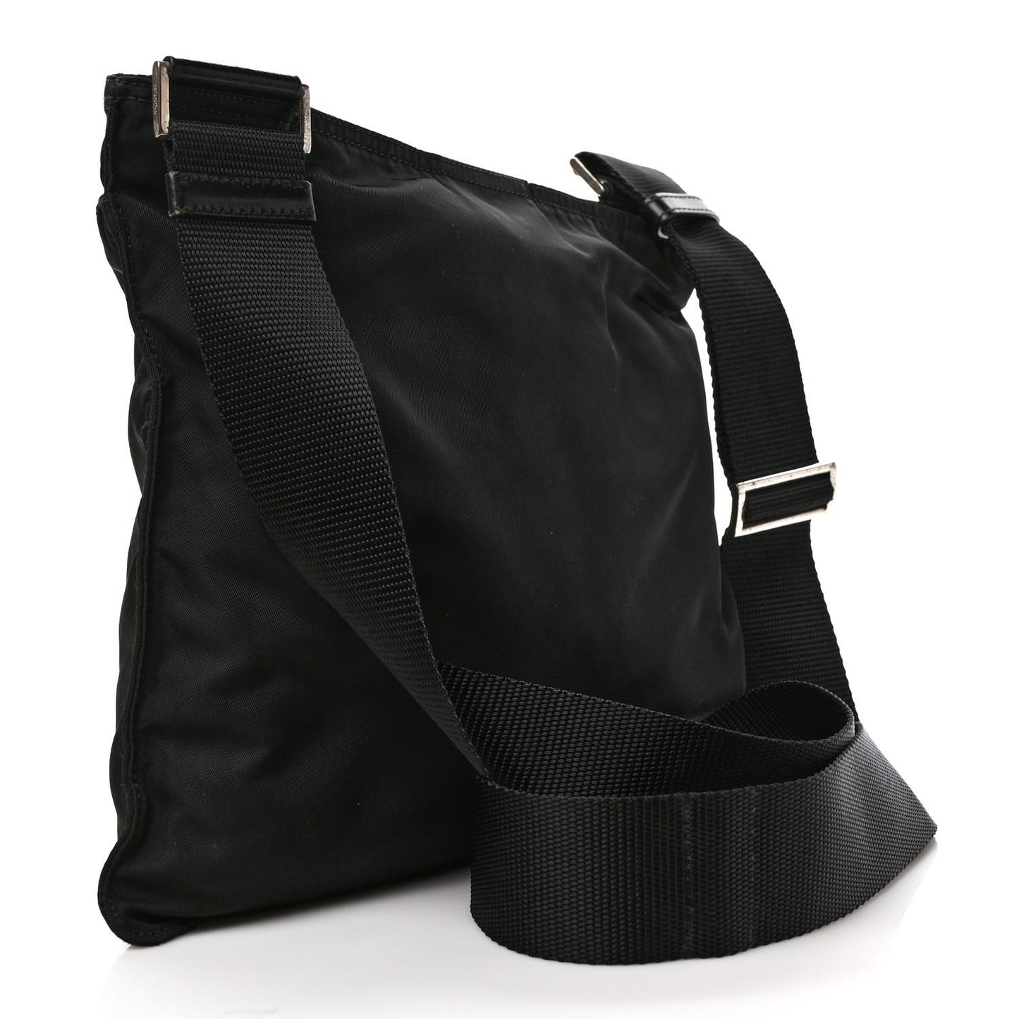 Tessuto Nylon Flat Messenger Bag Black