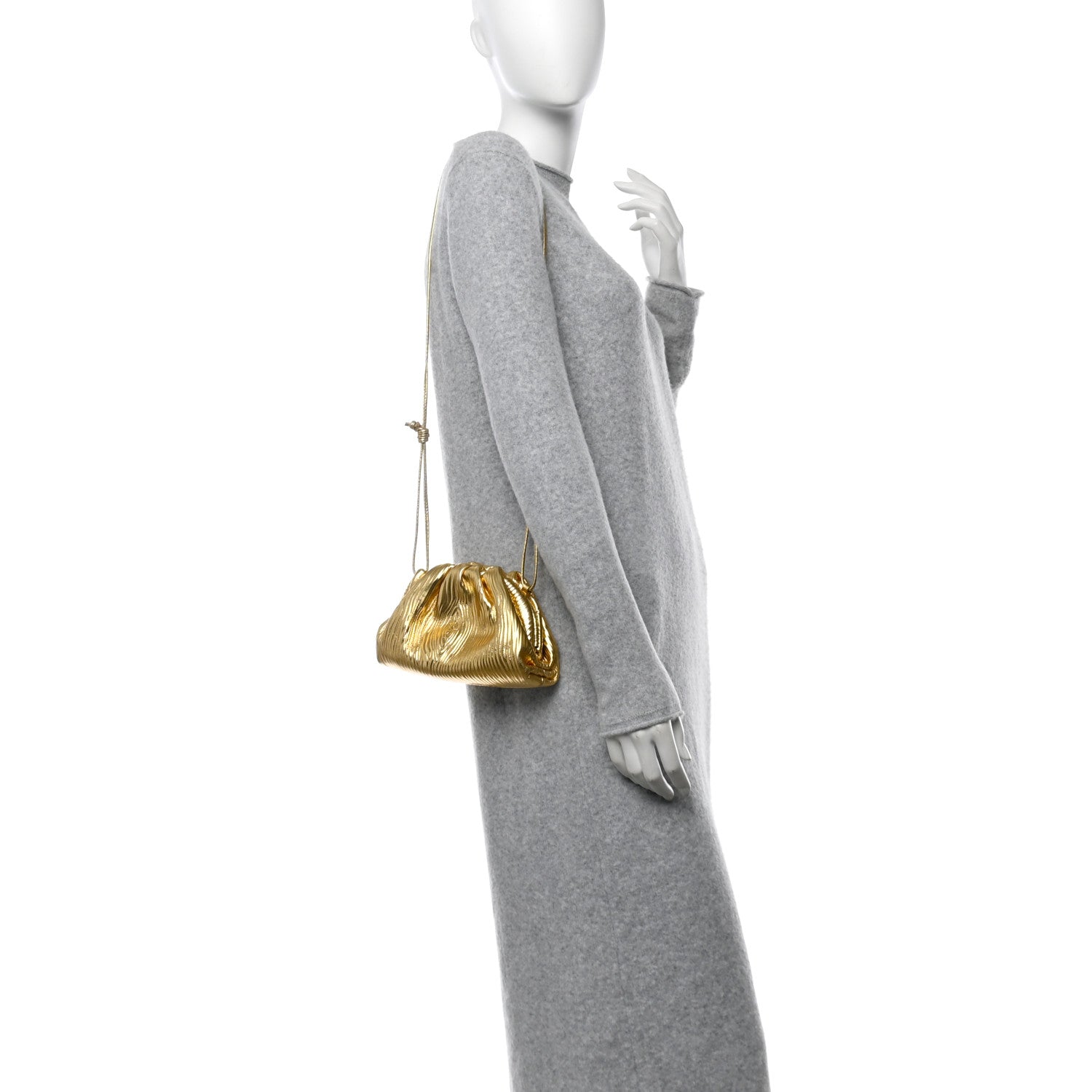 Bottega Veneta Metallic Bark Calfskin The Mini Pouch Gold 2 of 11