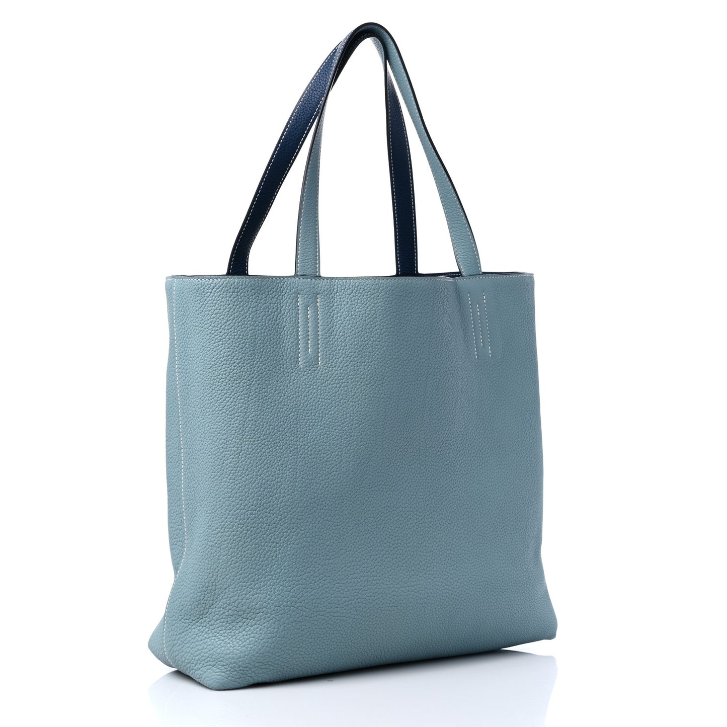 Taurillon Clemence Double Sens 36 Reversible Tote Bleu Sapphire Izmir