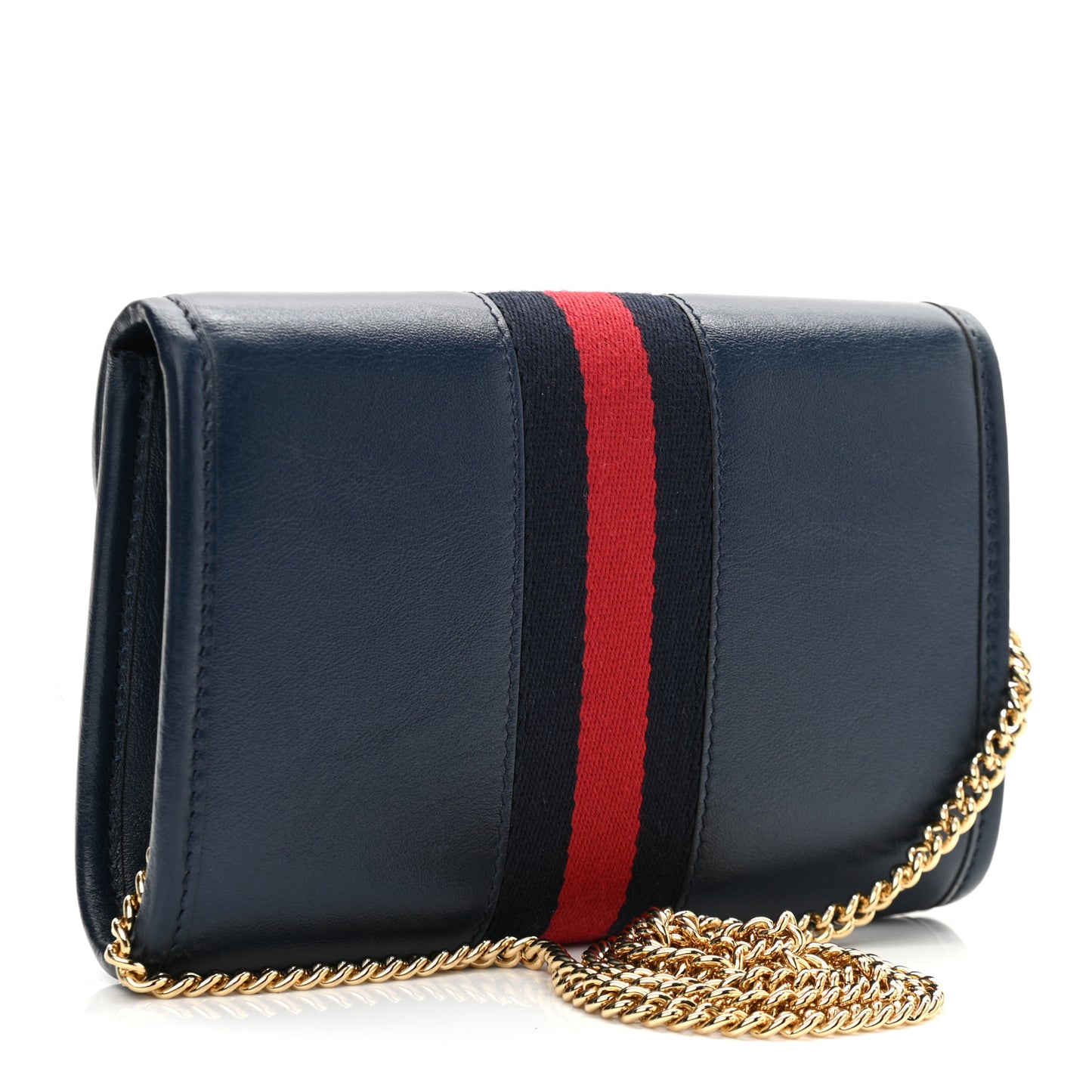 Textured Calfskin Web Mini Rajah Slim Flap Shoulder Bag Blue