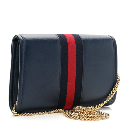 Gucci Textured Calfskin Web Mini Rajah Slim Flap Shoulder Bag Blue 3 of 11