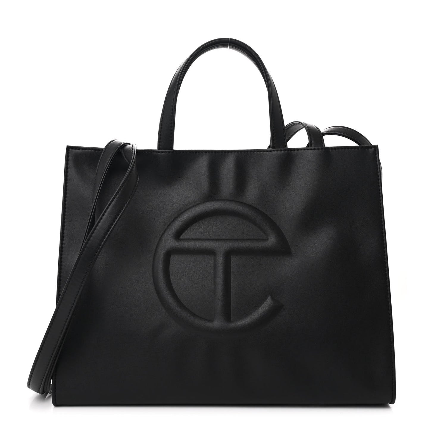 Vegan Leather Medium Shopping Bag Black