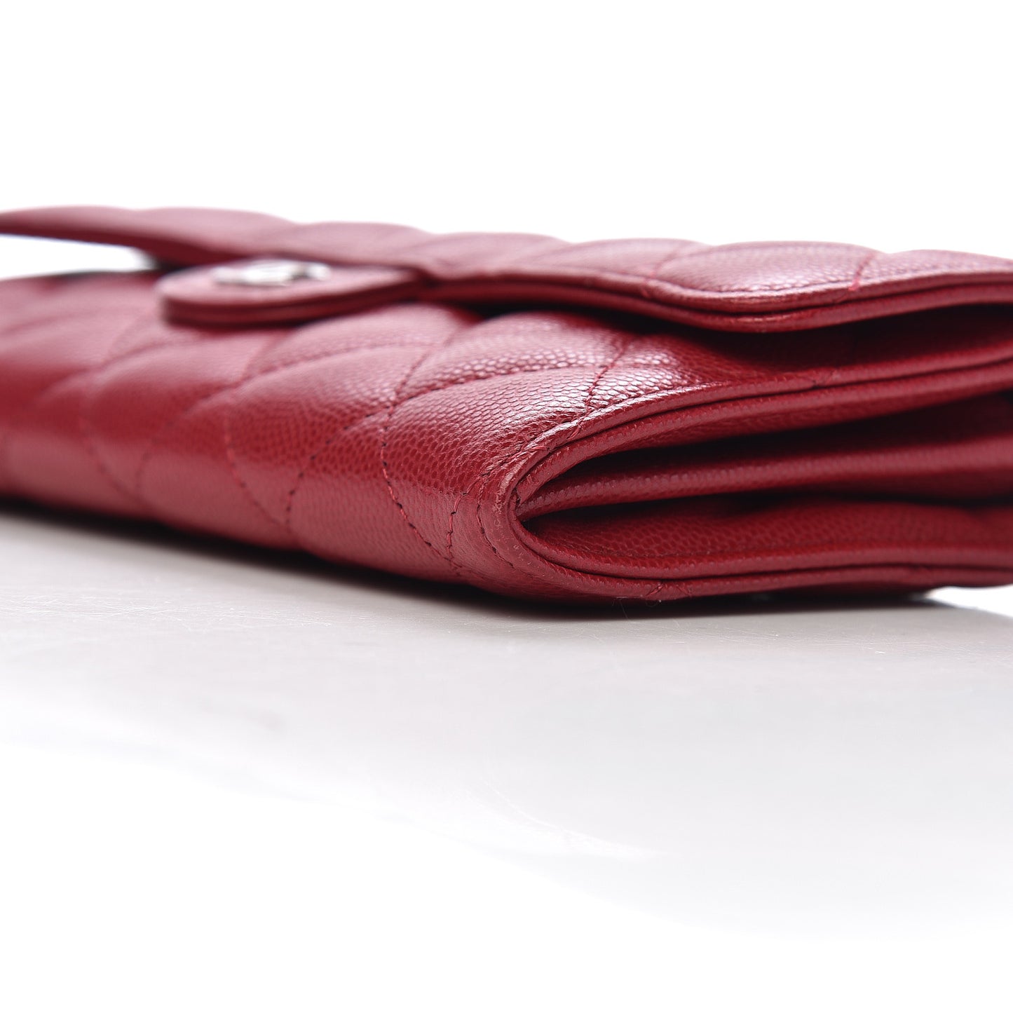 Caviar Quilted Large Gusset Flap Wallet Pink