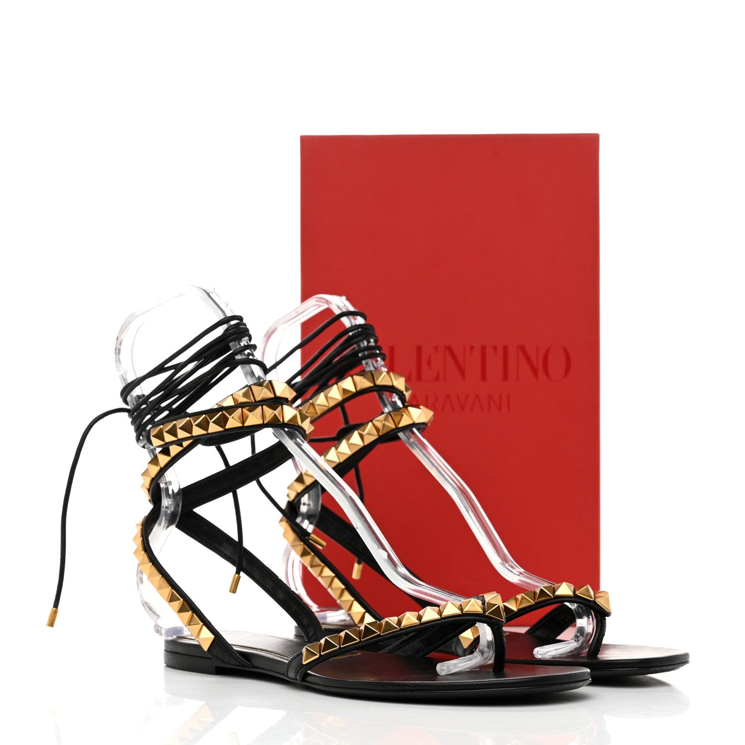 Valentino Garavani Calfskin Rockstud No Limit Gladiator Flat Thong Sandals 39 Black 11 of 11