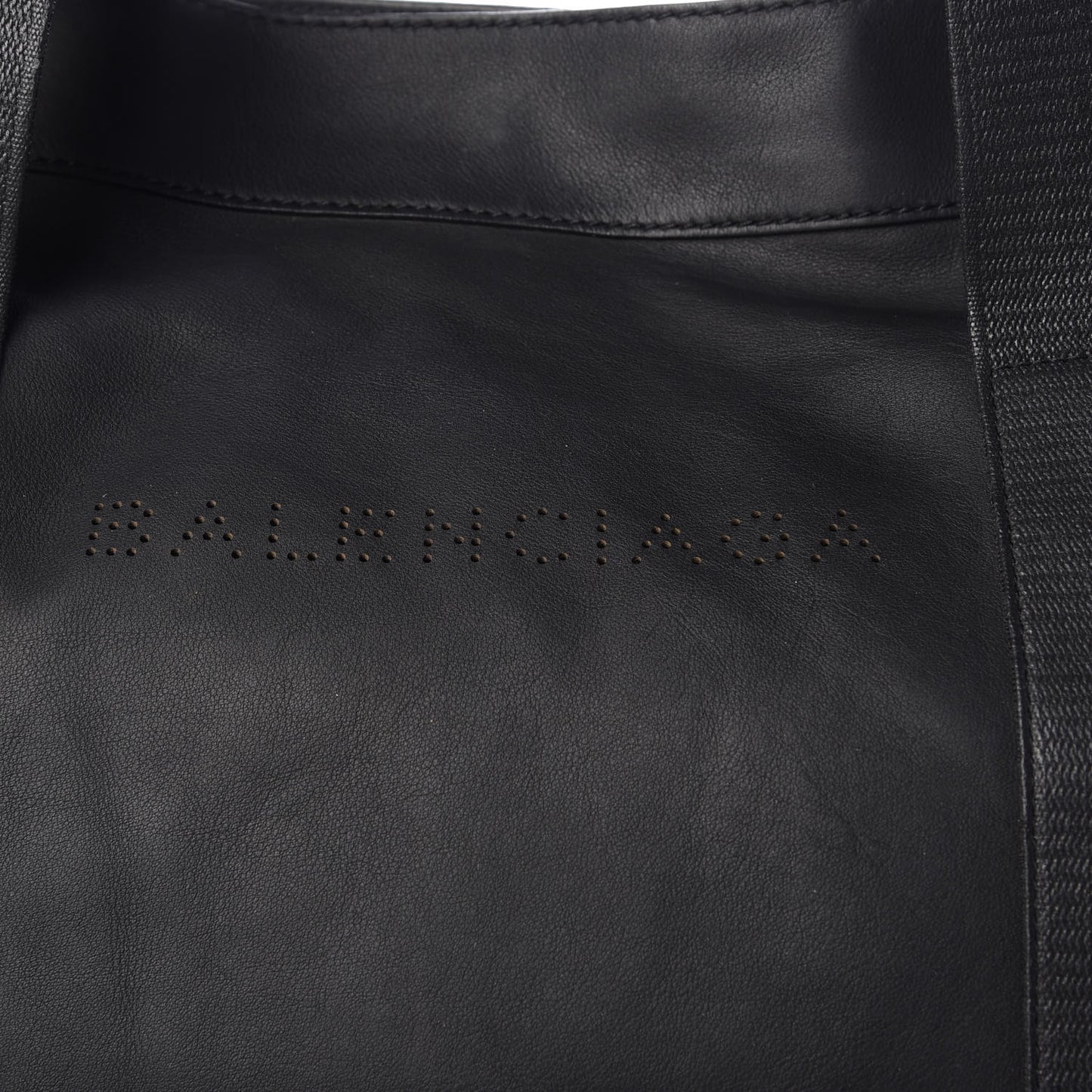Lambskin Mens Perforated Canvas Navy Tote Black
