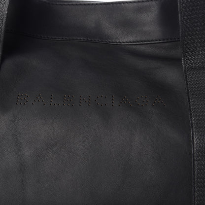 Balenciaga Lambskin Mens Perforated Canvas Navy Tote Black 9 of 13