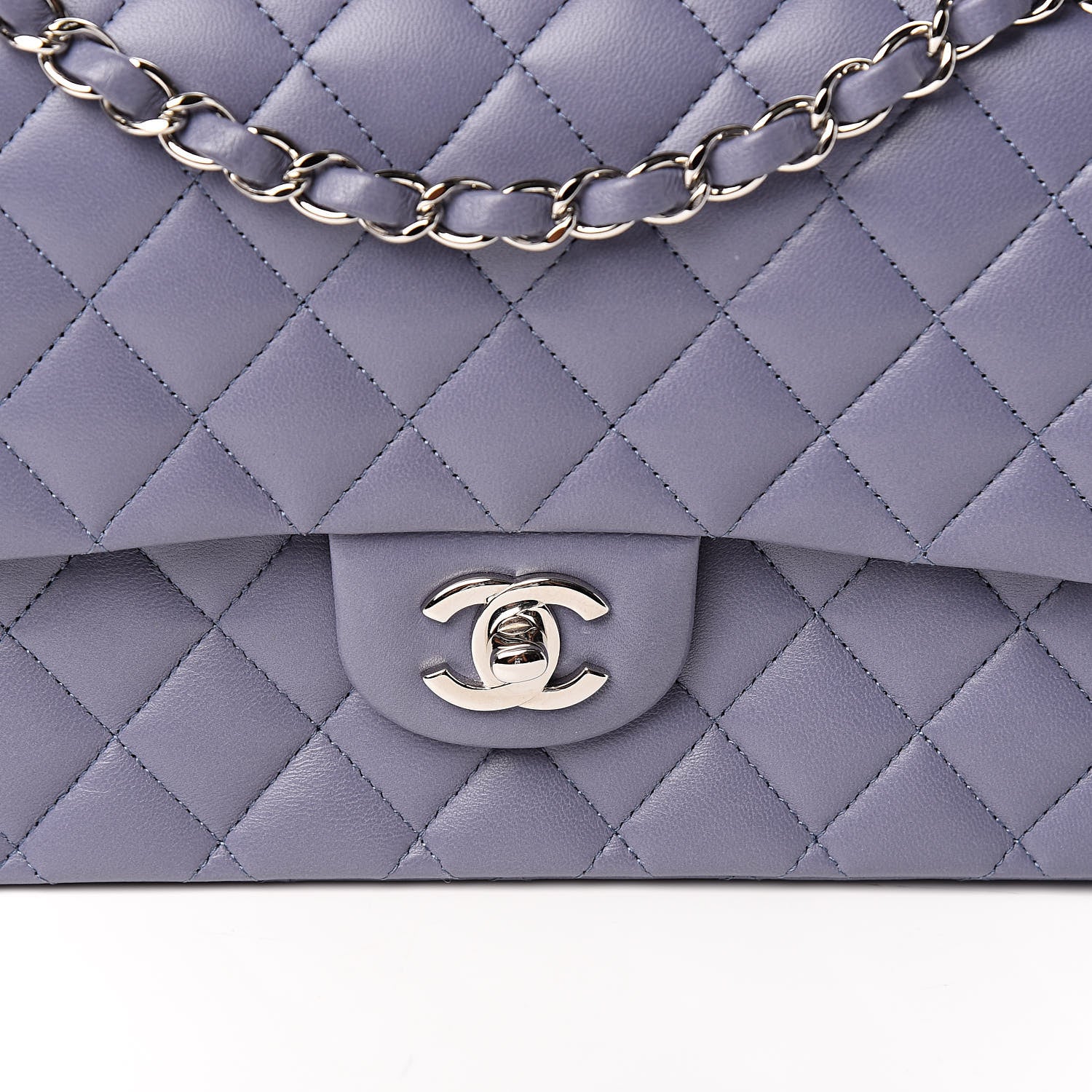 Chanel Lambskin Quilted Medium Double Flap Light Purple 10 of 11