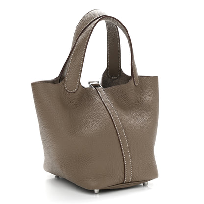 Hermes Taurillon Clemence Picotin Lock 18 PM Etoupe 3 of 13