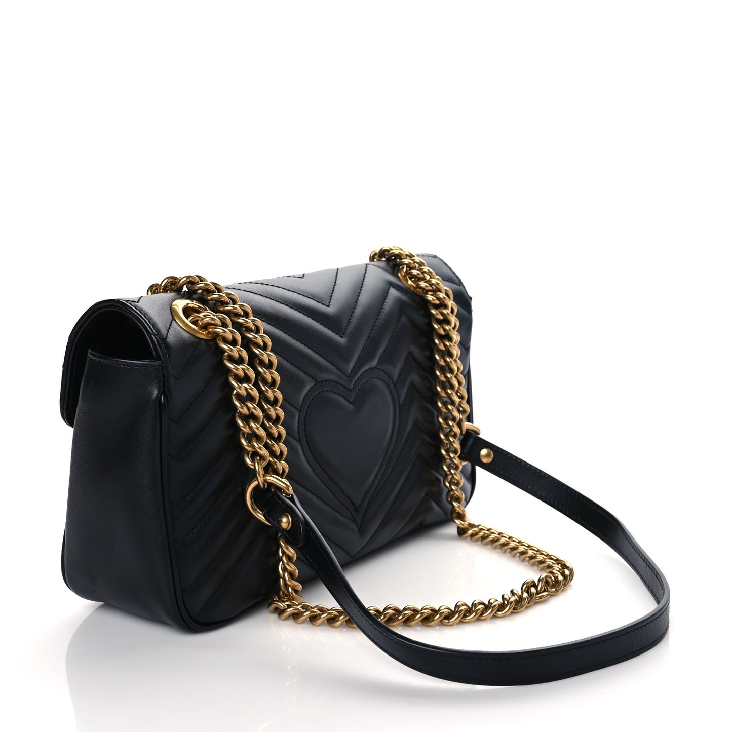 Calfskin Matelasse Small GG Marmont Shoulder Bag Black