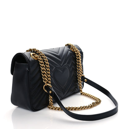 Gucci Calfskin Matelasse Small GG Marmont Shoulder Bag Black 3 of 11