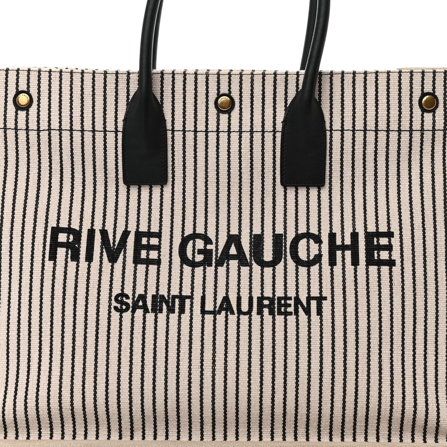 Embroidered Cotton Linen Rive Gauche Noe Tote Natural Black