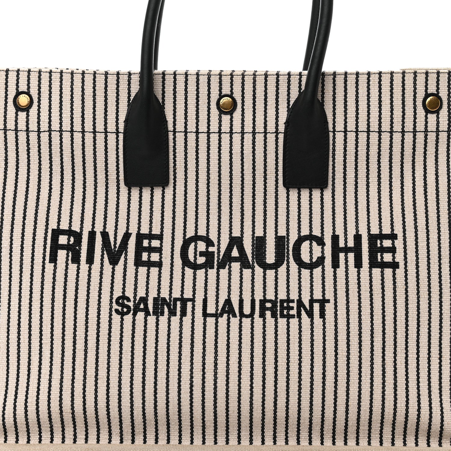 Saint Laurent Embroidered Cotton Linen Rive Gauche Noe Tote Natural Black 6 of 9