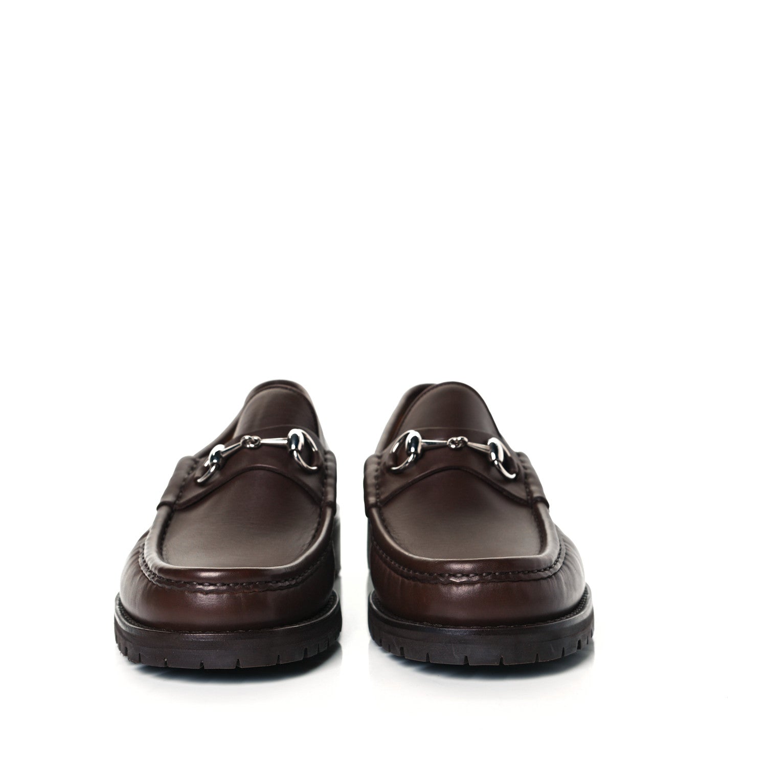 Gucci Laredo Calfskin Mens Horsebit Lug Sole Loafers 9 Brown 3 of 10