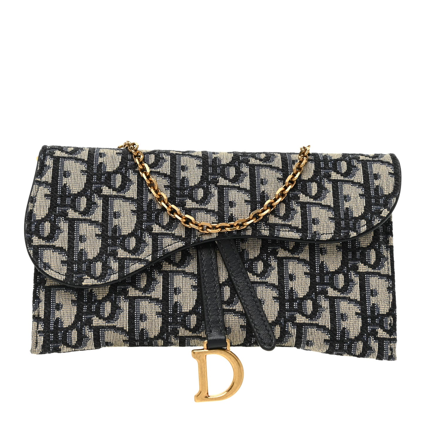 Oblique Saddle Chain Long Wallet Blue