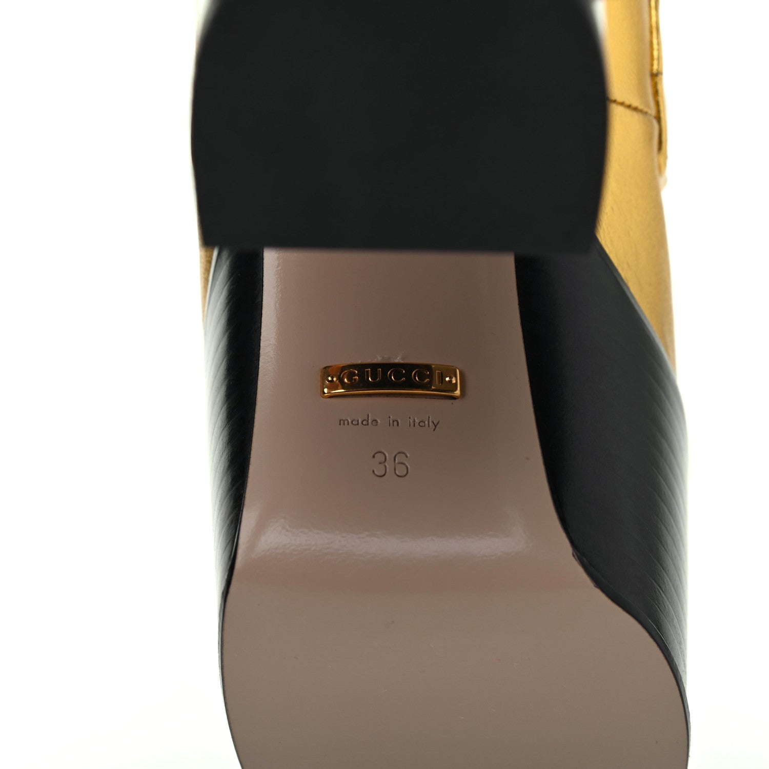Gucci Malaga Kid Pearl Studded Vegas Platform Loafers 36 Gold 6 of 10