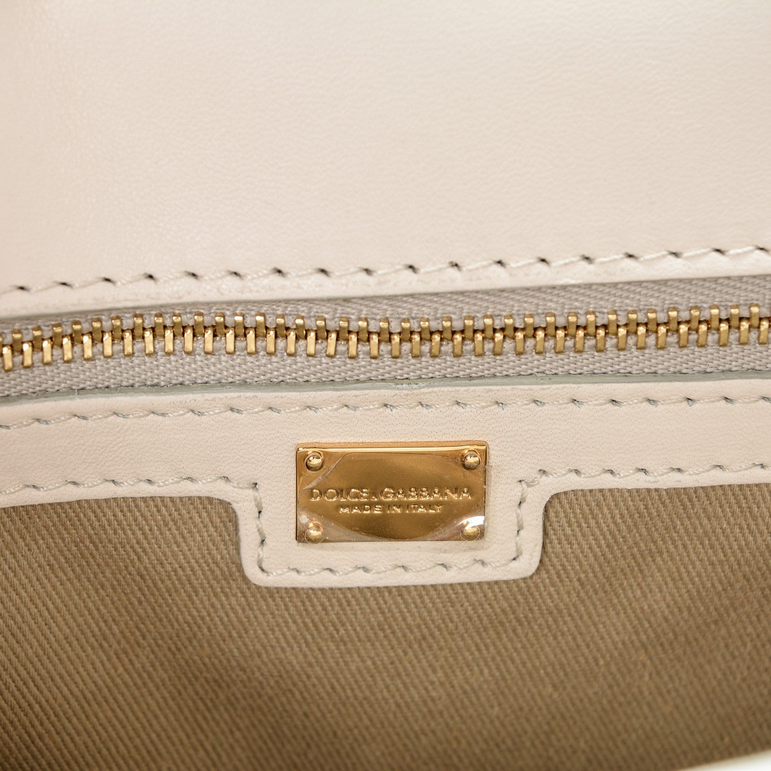 Dolce & Gabbana Calfskin Large Embroidered Laser Cut Miss Sicily Satchel Beige 6 of 7