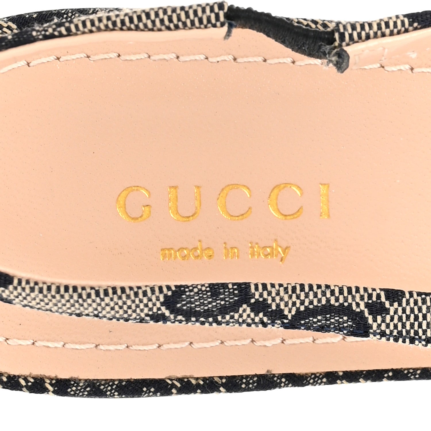 Gucci Monogram Horsebit Womens Slingback Ballet Flat 38.5 Beige Blue 7 of 10