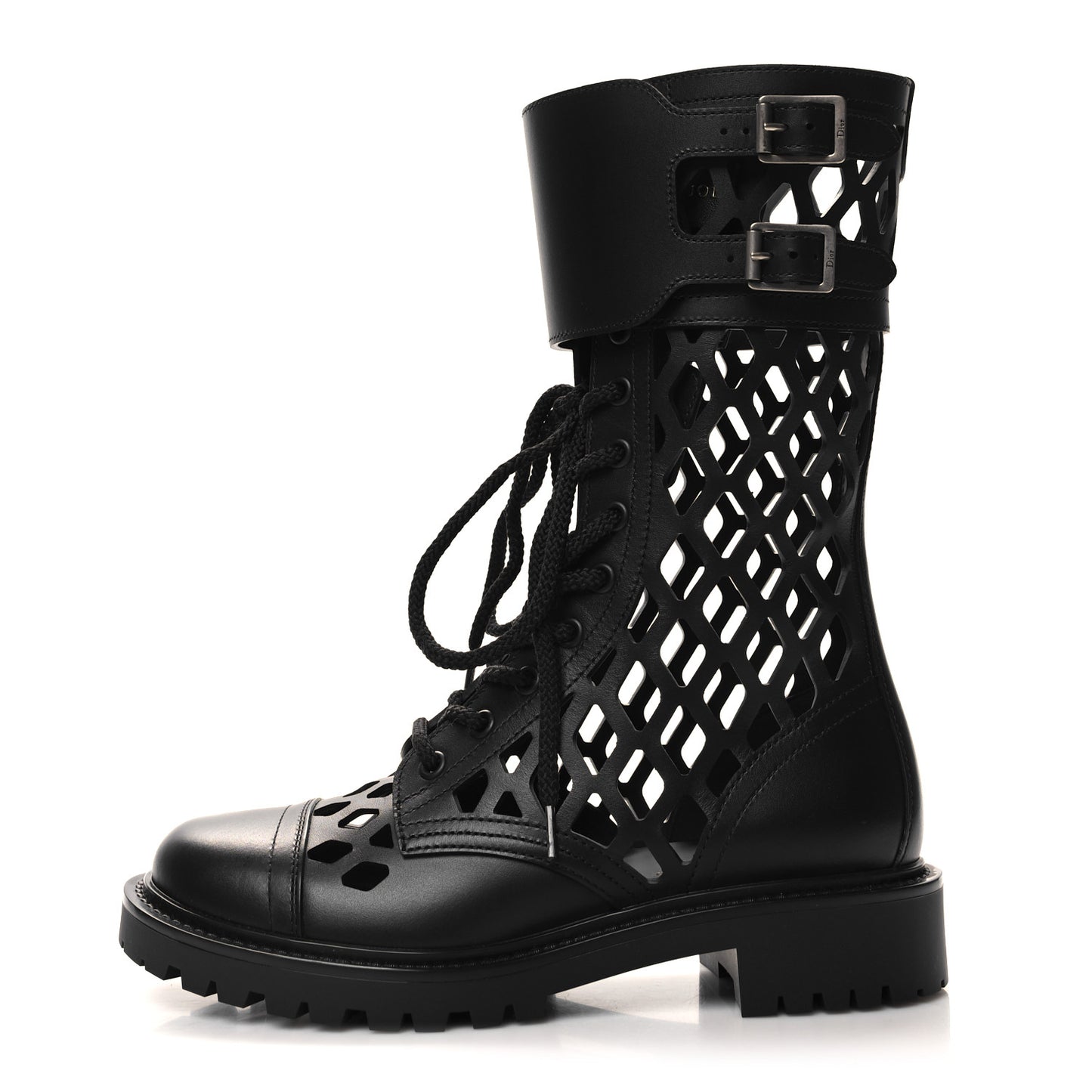 Matte Calfskin Womens D-Trap 30mm Tall Boots 36.5 Black