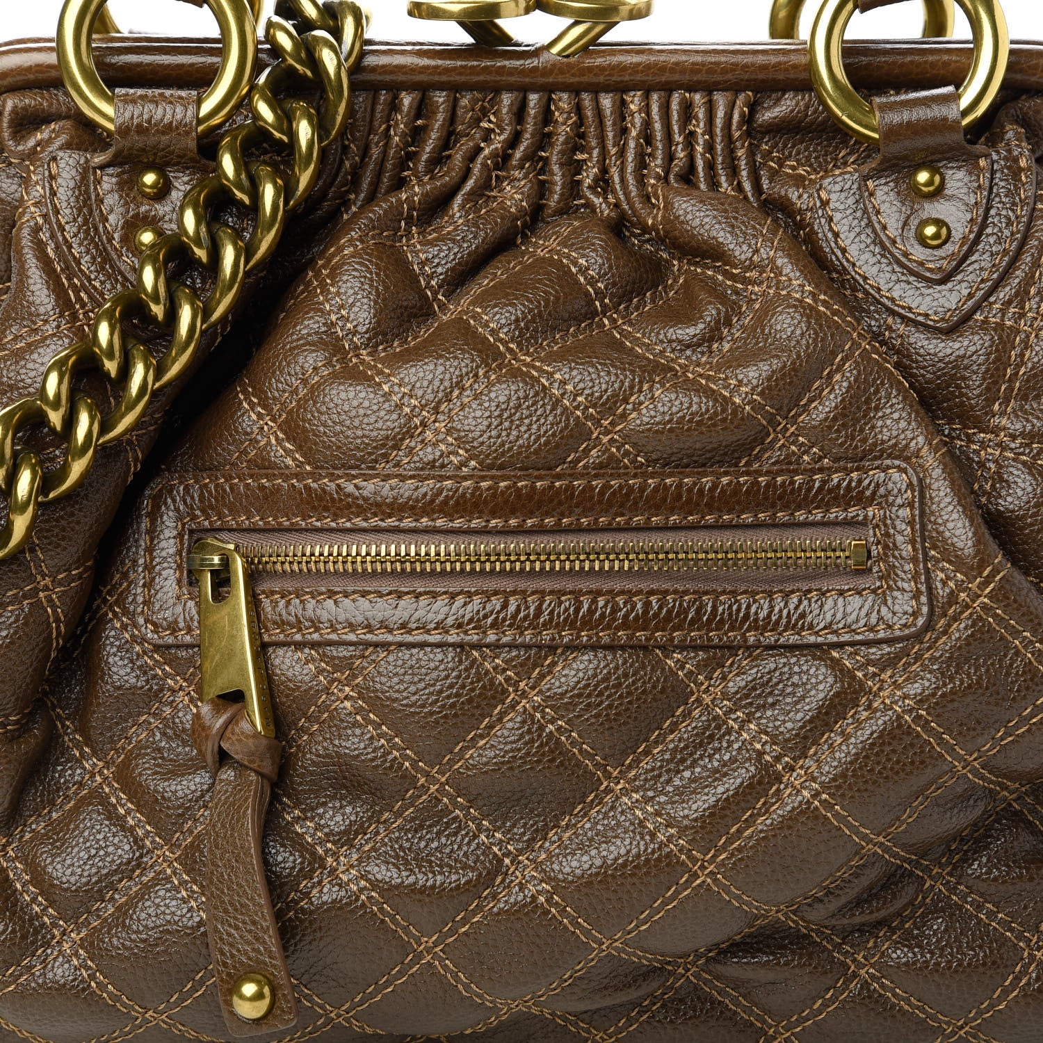 Marc Jacobs Calfskin Quilted Stam Brown 10 of 11