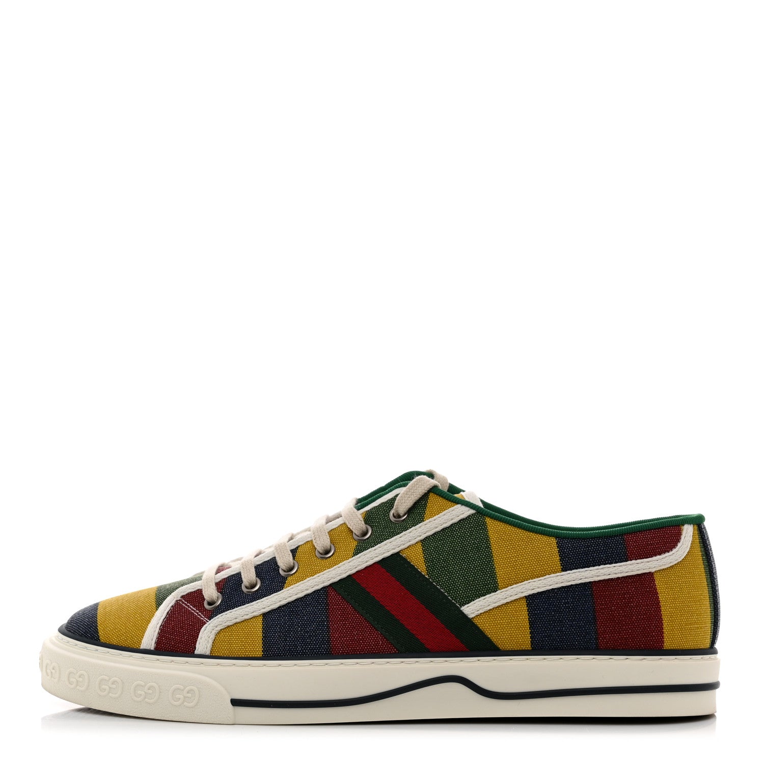 Gucci Canvas Web Marley Stripe Mens 1977 Tennis Sneakers 10.5 Multicolor Mystic White 1 of 8