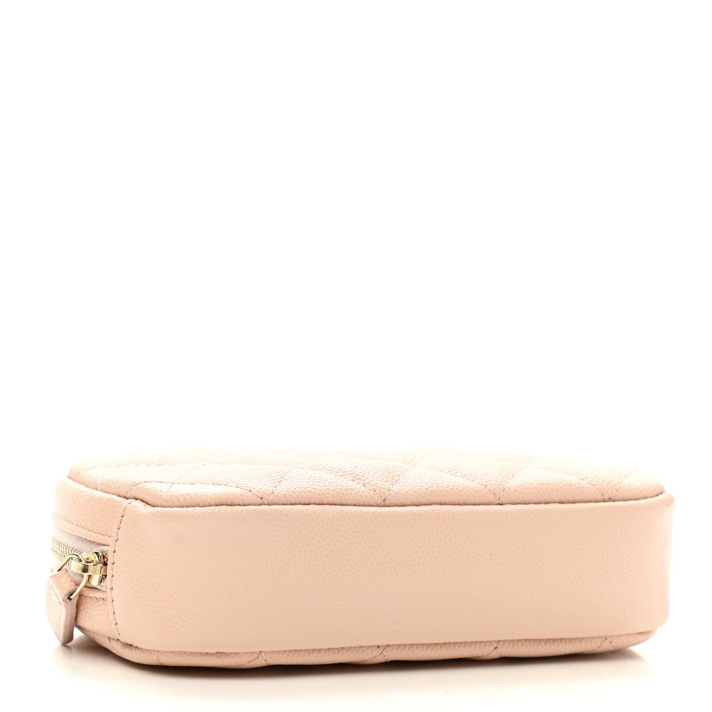 Caviar Quilted Small Curvy Pouch Cosmetic Case Light Beige