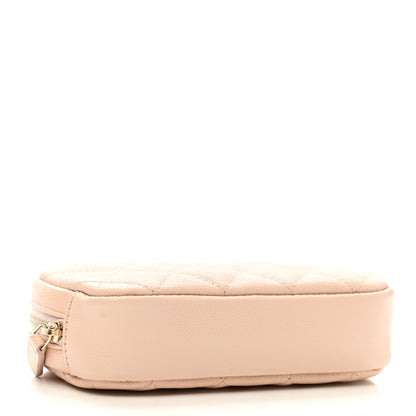 Chanel Caviar Quilted Small Curvy Pouch Cosmetic Case Light Beige 4 of 7