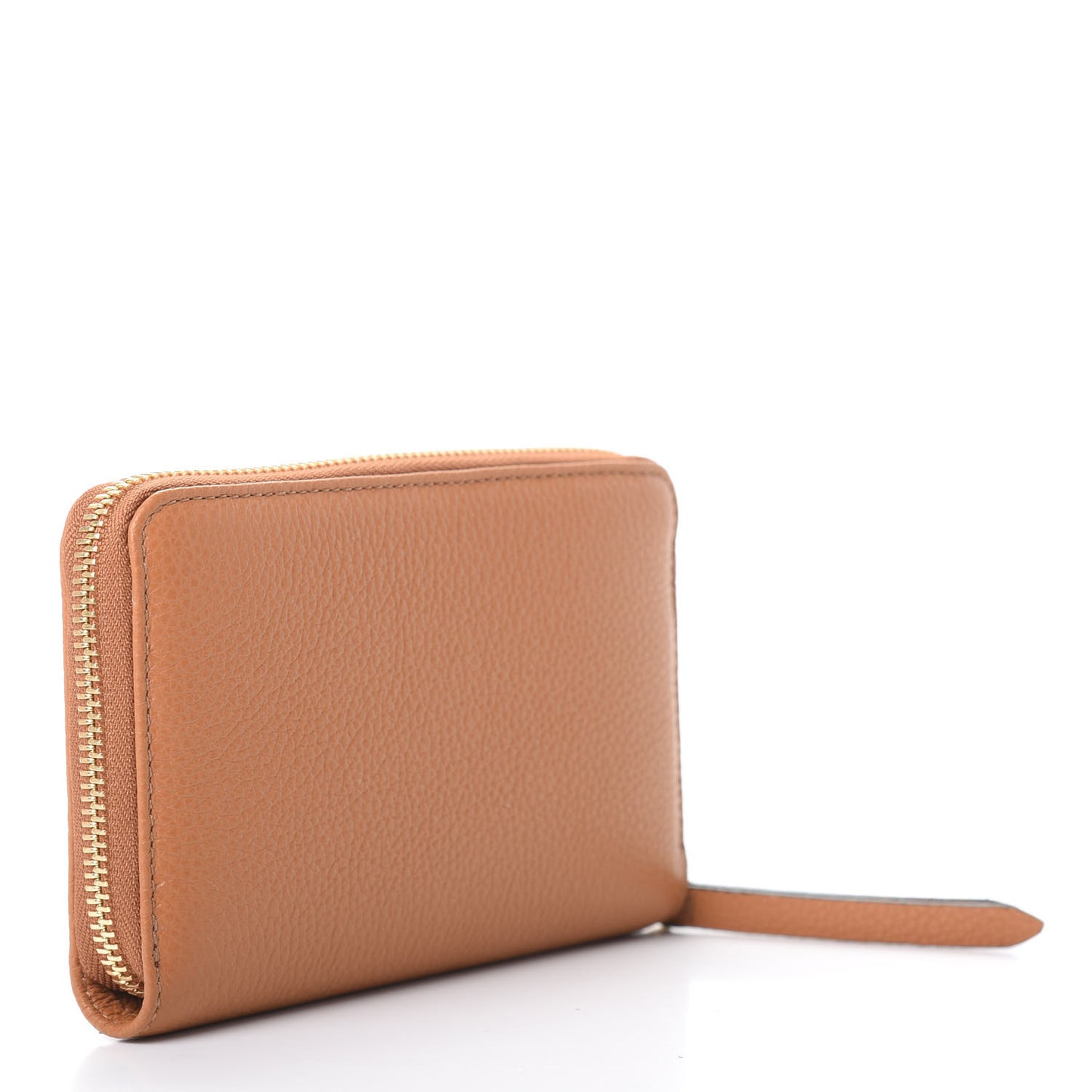 Grainy Calfskin Christy Zip Around Wallet Tan