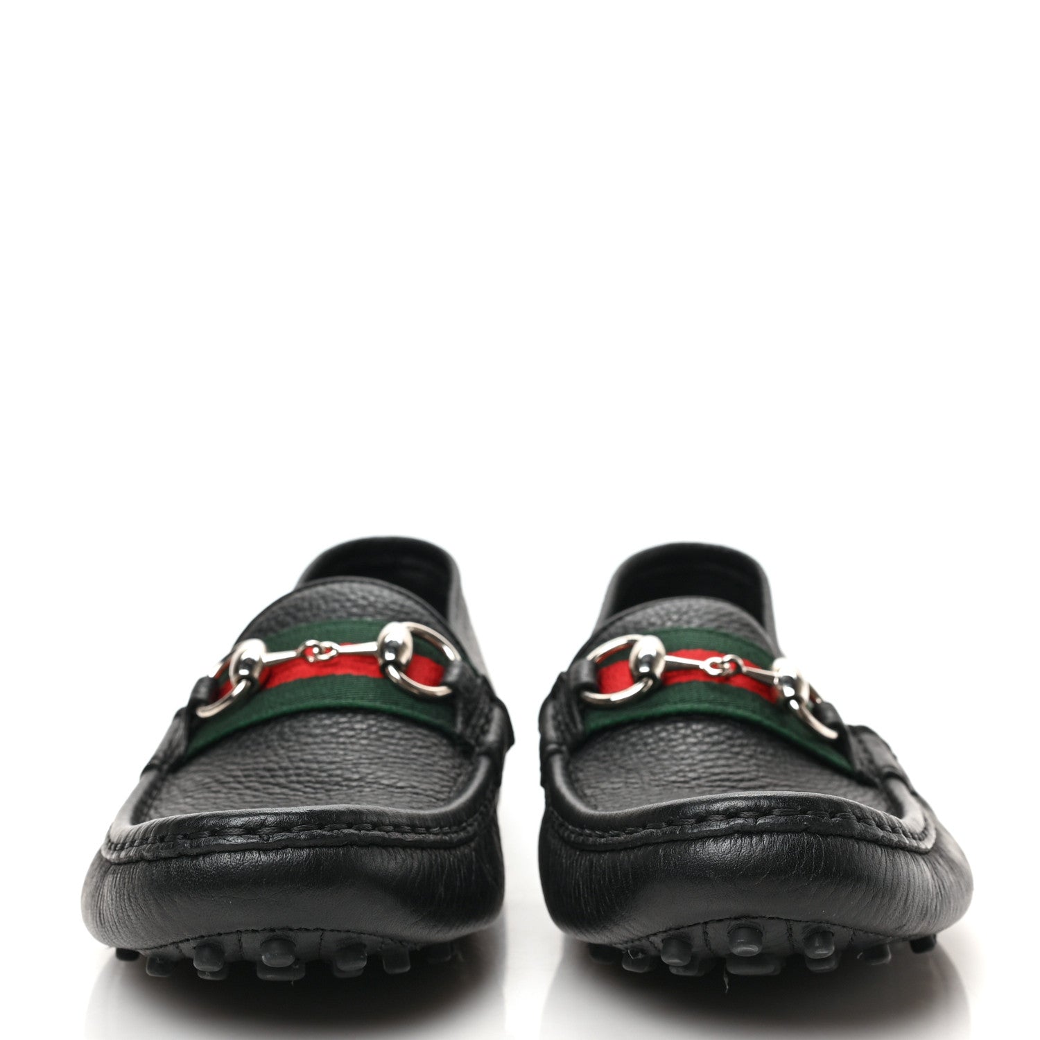 Gucci Road Calfskin Web Womens Horsebit Driver Loafers 38 Black 2 of 8