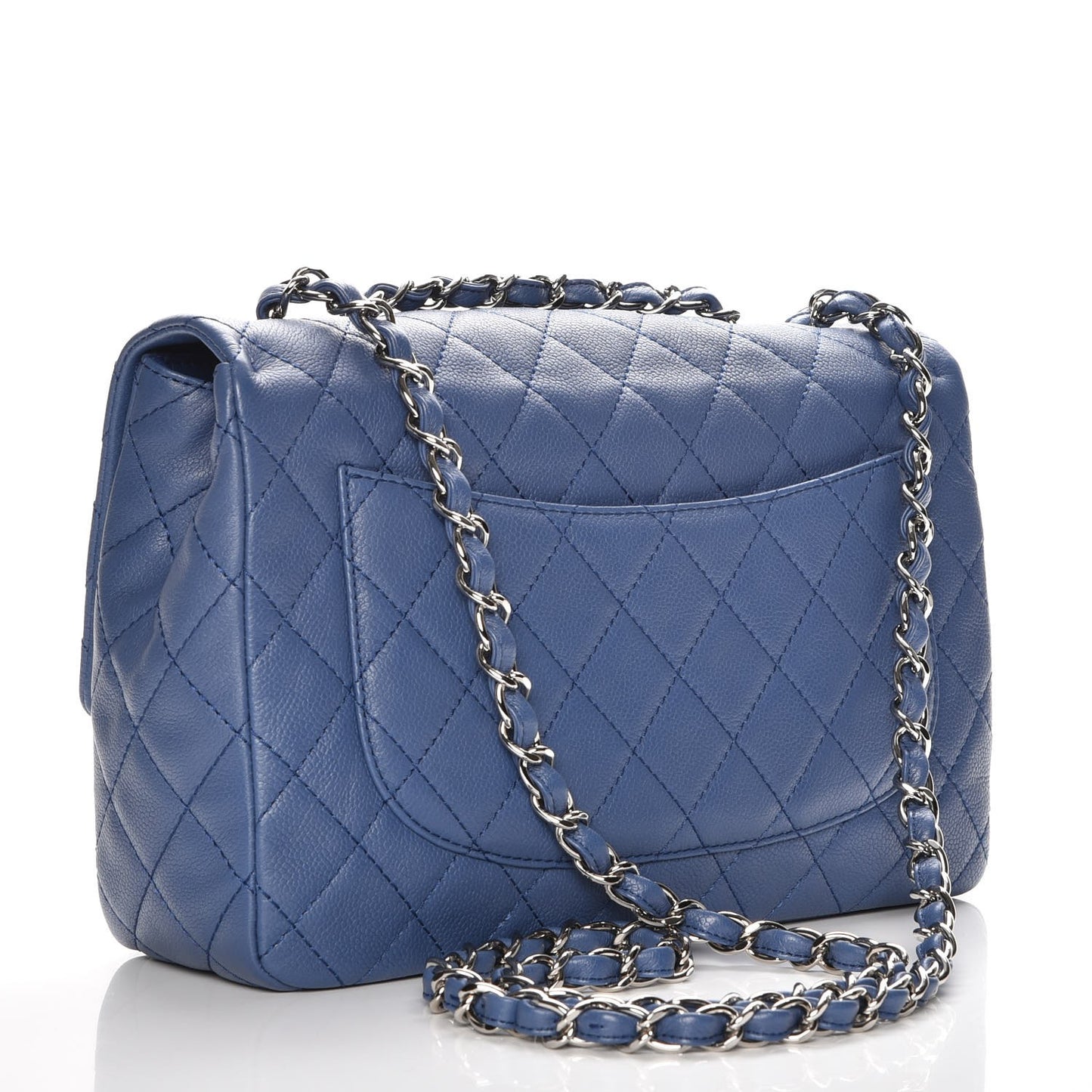 Washed Caviar Jumbo Single Flap Blue