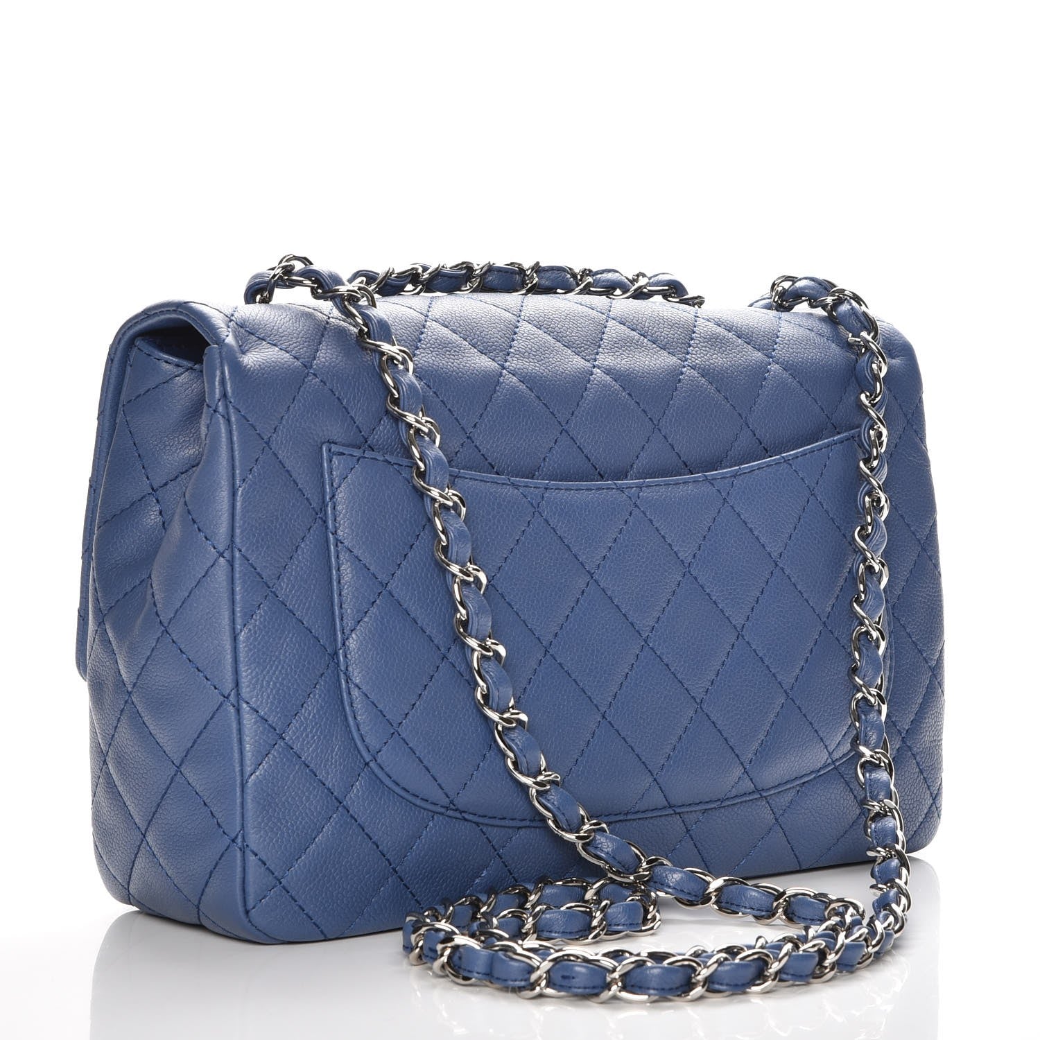 Chanel Washed Caviar Jumbo Single Flap Blue 4 of 8