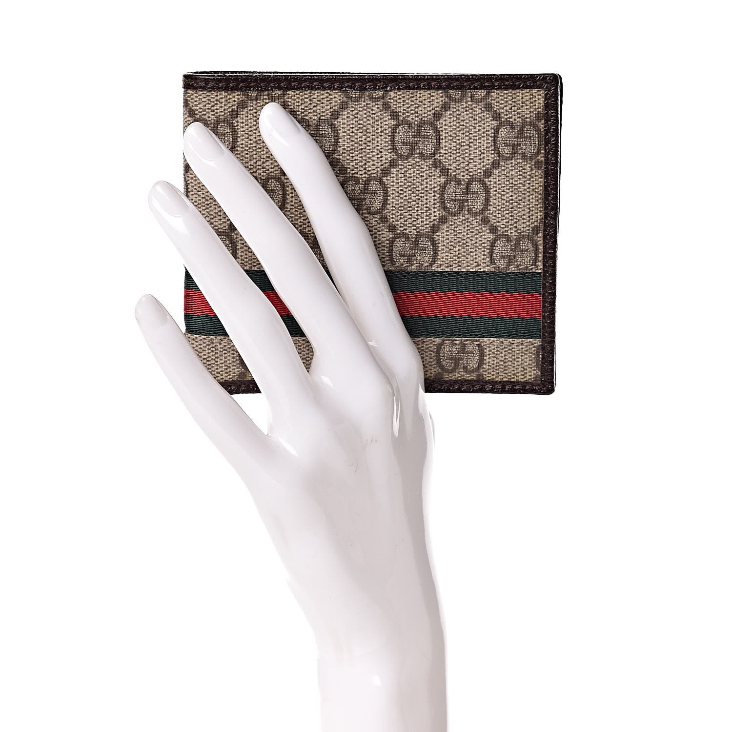 Gucci GG Supreme Monogram Web Bi-Fold Wallet Dark Brown 2 of 6