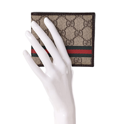 Gucci GG Supreme Monogram Web Bi-Fold Wallet Dark Brown 2 of 6